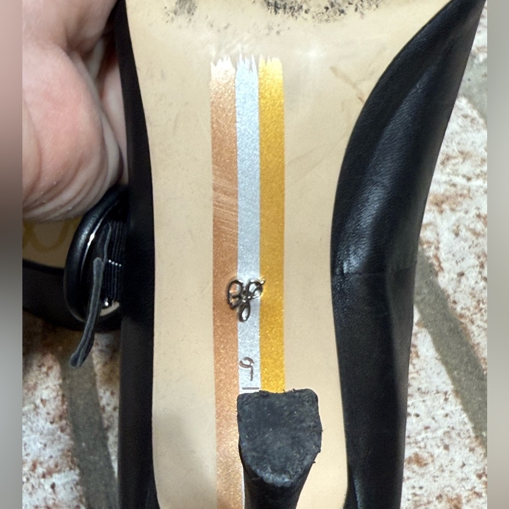 Sam Edelman Black Leather Hinda Cross Strap Pointed-Toe Pumps Heels - Picture 10 of 12
